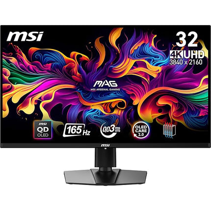 MSI MAG 321UP QD-OLED 31.5 Inch 4K UHD Gaming Monitor - 3840 x 2160 Quantum Dot OLED Panel, 165Hz / 0.03ms, 99% DCI-P3, ΔE≤2, DisplayHDR True Black 400 - DP 1.4a, HDMI 2.1(UHD@165Hz), USB Type-C - Unboxify
