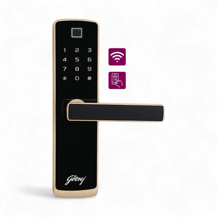 Godrej Smart Lock I Catus Connect I Digital Lock for Wooden Door | 5 in 1 Access I WiFi I Fingerprint I RFID Card I PIN Access I Mechanical Key I 3 Dead Bolts I Black I 3 Yrs Warranty | Free Installation (BRAND NEW/SEALED)