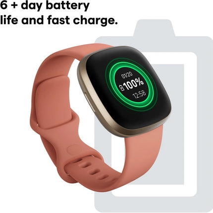 FITBIT Versa 3, Smartwatch (Pink Strap, Regular)