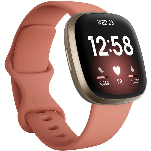 FITBIT Versa 3, Smartwatch (Pink Strap, Regular)