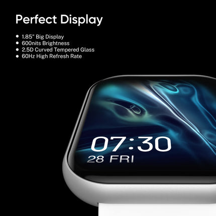 DIZO WATCH D PRO WITH CALLING,D1 CHIPSET,OS,1.85 INCH DISPLAY (Grey Strap, Regular)