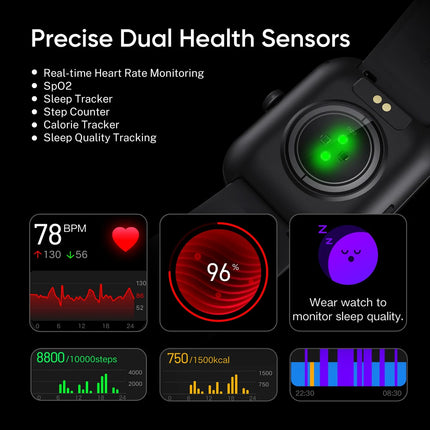 DIZO WATCH D PRO WITH CALLING,D1 CHIPSET,OS,1.85 INCH DISPLAY (Grey Strap, Regular)