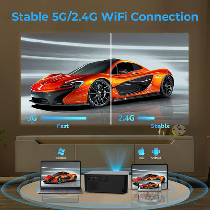 WZATCO Neo (12600 lm / 1 Speaker / Wireless) Fully Automatic, Full HD Native 1080P, 4K HDR Android, HDMI ARC, Dual Wifi & BT, YouTube, Netflix, Prime & more Projector (Black)