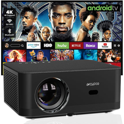 WZATCO Neo (12600 lm / 1 Speaker / Wireless) Fully Automatic, Full HD Native 1080P, 4K HDR Android, HDMI ARC, Dual Wifi & BT, YouTube, Netflix, Prime & more Projector (Black)