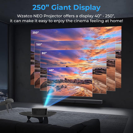 WZATCO Neo (12600 lm / 1 Speaker / Wireless) Fully Automatic, Full HD Native 1080P, 4K HDR Android, HDMI ARC, Dual Wifi & BT, YouTube, Netflix, Prime & more Projector (Black)