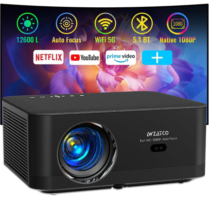 WZATCO Neo (12600 lm / 1 Speaker / Wireless) Fully Automatic, Full HD Native 1080P, 4K HDR Android, HDMI ARC, Dual Wifi & BT, YouTube, Netflix, Prime & more Projector (Black)