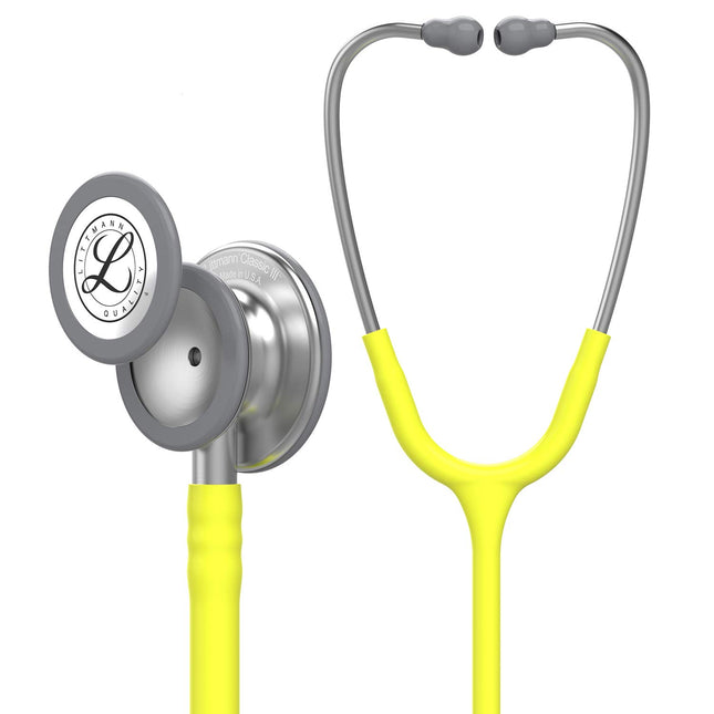 3M Littmann Classic III Monitoring Stethoscope, 5839, More Than 2X as Loud, Weighs Less, Stainless Steel Chestpiece, 27" Lemon-Lime Tube