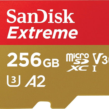 SanDisk Extreme® 256GB microSDXC UHS-I, 190MB/s Read, 130MB/s Write Memory Card for 4K Video on Smartphones, Action Cams and Drones