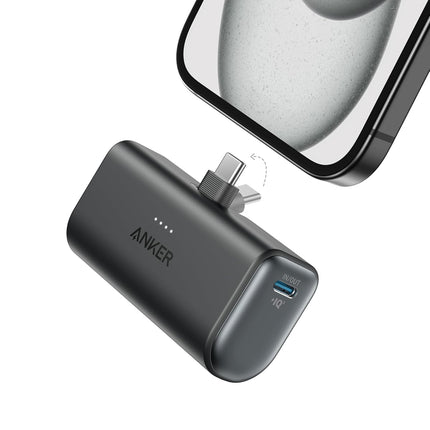 Anker iPhone 15 Portable Charger, Nano Power Bank with Built-in USB C Connector,5,000mAh Portable Charger 22.5W,for iPhone 15 Series,Samsung S22/23 Series,iPad Pro/Air,AirPods,and More,Black