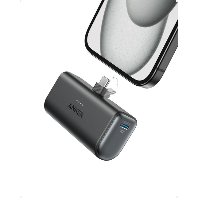 Anker iPhone 15 Portable Charger, Nano Power Bank with Built-in USB C Connector,5,000mAh Portable Charger 22.5W,for iPhone 15 Series,Samsung S22/23 Series,iPad Pro/Air,AirPods,and More,Black