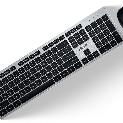 Acer Fusion Wireless Keyboard and Mouse Combo, Durable Stylish Design, 2.4GHz Nano Receiver, 10m Range, Indian Rupee Key, Adjustable DPI (800/1200/1600), Compatible with Windows & Mac (Black & Silver) - Unboxify