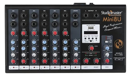 Studiomaster Mini 8U Built-in echo/delay processor with unique E-delay