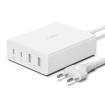 Belkin 4-Port 108W - GaN Charger | USB -C PD Fast Charge & USB-A Ports for Apple MacBook, iPhone 17, Samsung Galaxy S25, Google Pixel 10, & More | 2 Years Warranty, White (BRAND NEW/SEALED)