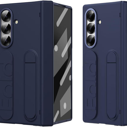 amazon basics 360° Full Protection Case for Samsung Galaxy Z Fold 7 – Built-in Screen Protector, Hinge Guard, Silicon Grip Strap & Kickstand - Blue