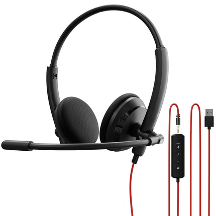 Zebronics 2.8m Wired Headphones, 27mm Drivers, Adjustable Mic, 3.5mm Jack, Detachable USB Cable, Adjustable Headband, Media/Volume Control, Compatible with Laptop/PC/Mobile/Tablet (VCX 101