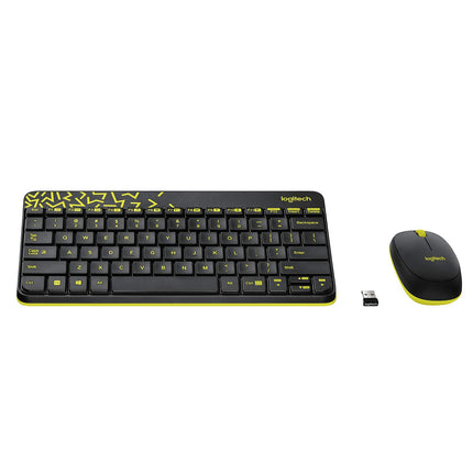 Logitech MK240 Nano USB Wireless Keyboard and Mouse Set Black/Chartreuse Yellow