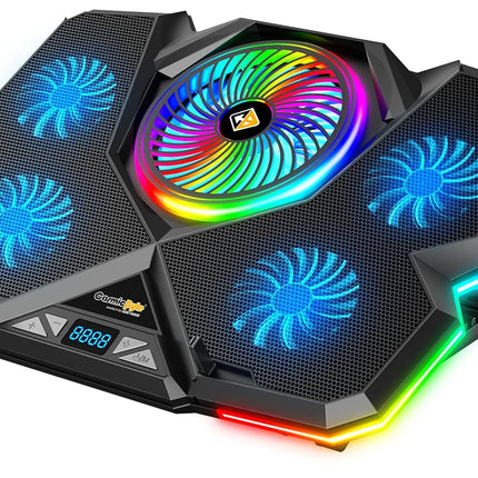 Cosmic Byte Cyclone RGB Laptop Cooling Pad with 5 Fan, Adjustable Speed, USB Hub (Black/Blue)