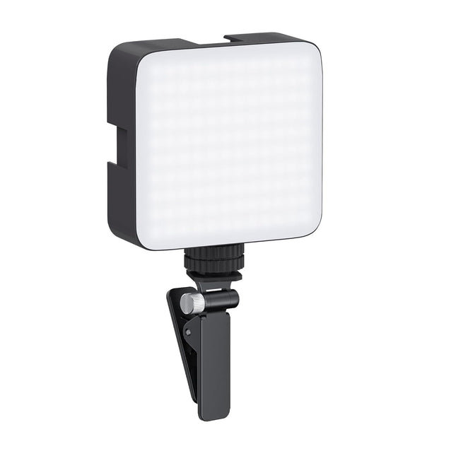 Amazon Basics Camera Video Light with Clip and 3 Cold Shoe Connector | 120 LED Beads | Dimmable & Rechargeable Battery | Useful for Photography, Live Streaming, Makeup, Video Meeting