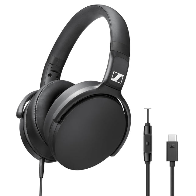 Sennheiser HD 400U Wired Over-Ear Headphones with Mic, USB-C, Dynamic Bass Sound, Foldable Lightweight Design, Noise Isolation and One-Button Call Control, Black