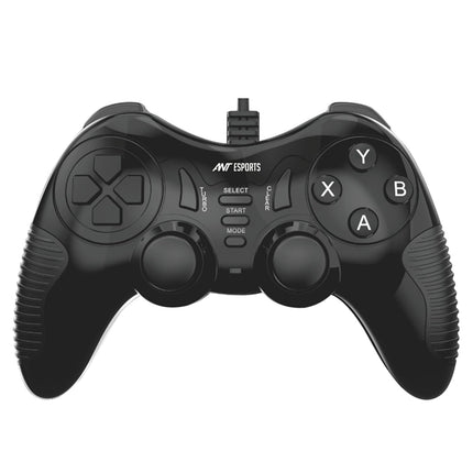 Ant Esports GP130 Wired Gamepad for PC, PS3, Android TV, Laptop – Dual Vibration USB Controller with Turbo Mode, 14 Buttons, Plug & Play, Ergonomic Design, Compatible with Windows & Steam_ Black