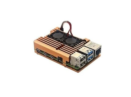 Raspberry Pi Robocraze Metal Case with Double Fan for 4 - Golden Colour