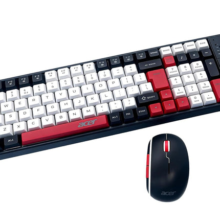 Acer RedShift Wireless Keyboard & Mouse Combo | Bluetooth + 2.4GHz Dual Mode | Multi-Device | 100-Key Slim Quiet Keyboard | 6-Button Mouse with 1600 DPI | Windows, Android, iOS | Black & Red