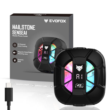 Evofox Hailstone Sense AI Magnetic Semiconductor Mobile Cooler | Smart AI,L1,L2,L3 Mode for Temperature Control |15W Freeze Cooling | for iPhone 12/13/14/15/16,17, iPads and Android Smartphones