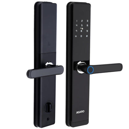 AGARO Royal Smart Door Lock with Handle, Auto Lock, Unlock with Finger Print/RFID Card/PIN Access/App with Bluetooth/Manual Key Access, Digital Door Lock, Anti-Theft Lock, Home Safety, Black