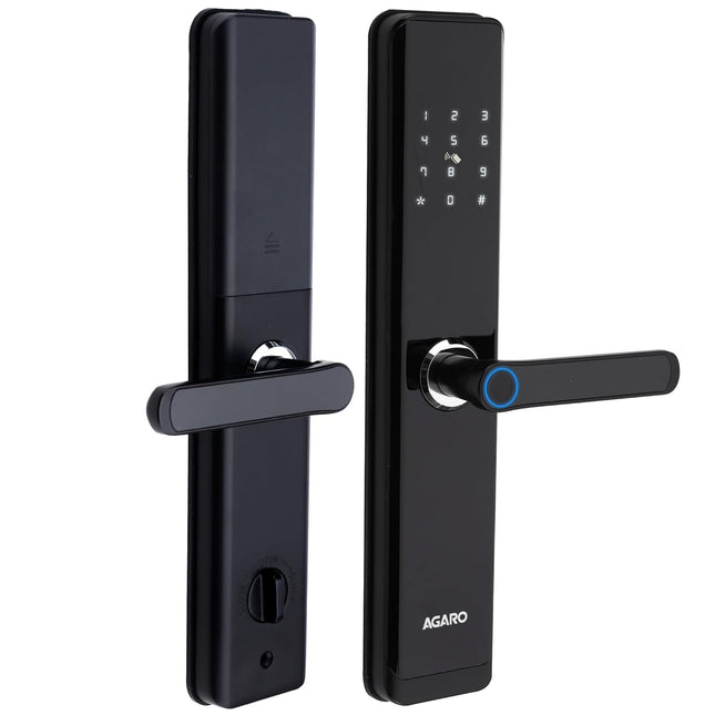 AGARO Royal Smart Door Lock with Handle, Auto Lock, Unlock with Finger Print/PIN Access/App with Bluetooth, Digital Door Lock, Anti-Theft Lock, Home Safety, Black (Accessories Missing)
