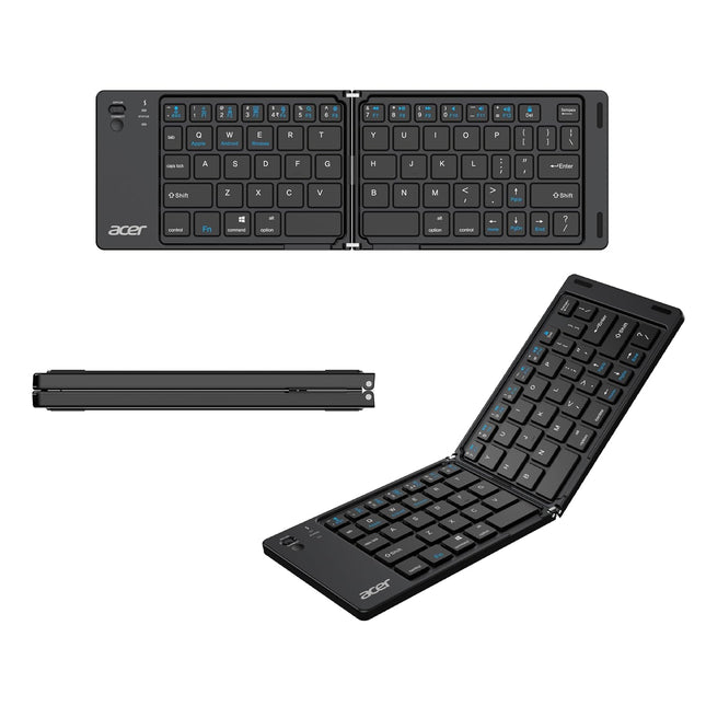 Acer MiniFold Foldable Bluetooth Keyboard, Ultra Portable 66-Key Wireless Keyboard, Bluetooth 5.0, Rechargeable Battery, Type-C Charging, 150mAh Battery, for Windows, Android, iOS, Tablets & Laptops