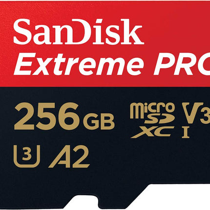 SanDisk Extreme Pro 256GB microSDXC UHS-I, V30, 200MB/s Read, 140MB/s Write, Memory Card for 4K Video on Smartphones, Action Cams and Drones
