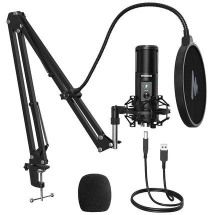 MAONO AU-PM421 Condenser USB Microphone, Professional Studio Recording Mic with 1-Touch Mute and Mic Gain Knob for PC, Singing, Podcast, Gaming, YouTube