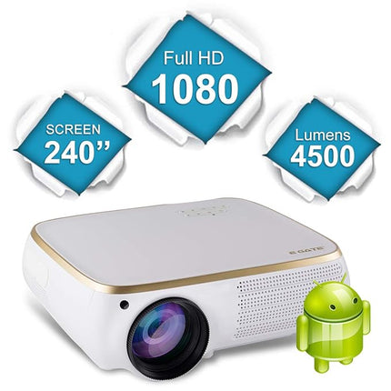 Egate P531 Android Full HD 1080p (4K Support) | 4500 L (690 ANSI) with 240" (6.3 m) Large Display LED Projector | VGA, AV, HDMI, 2xUSB, Audio Out, Bluetooth, WiFi Connectivity | (EGP531) (White) - Unboxify