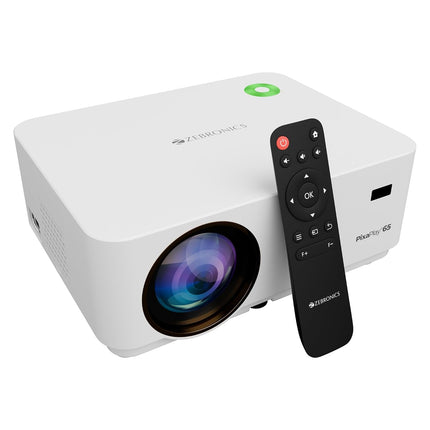ZEBRONICS PIXAPLAY 65, Android Projector, 10000 Lumens, 4K Support, 200 Inch Screen Size, Electronic Focus, Built-in Speaker, Bluetooth, HDMI, USB, WiFi, AUX, 1080p Native, Miracast