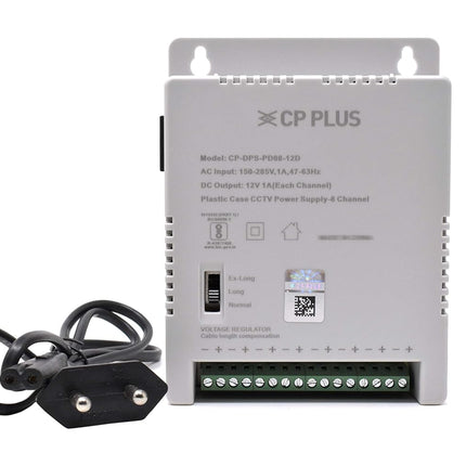 CP Plus CP-DPS-PD08-12D 12V 10Amp 8 Channel Fiber SMPS (Switched-Mode Power Supply) for CCTV Security Surveillance Camera Power Supply