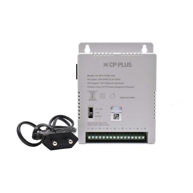 CP Plus CP-DPS-PD08-12D 12V 10Amp 8 Channel Fiber SMPS (Switched-Mode Power Supply) for CCTV Security Surveillance Camera Power Supply