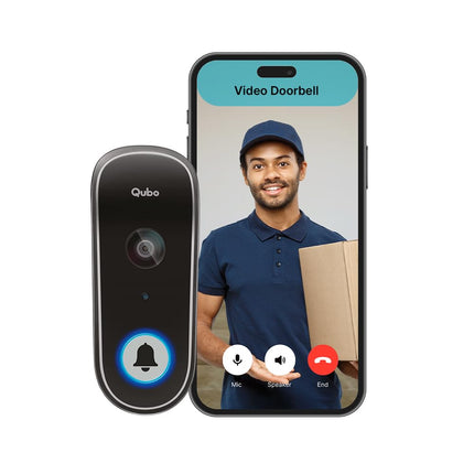 Qubo Smart WiFi Video Doorbell from Hero Group |Instant Phone Visitor Video Call | Intruder Alarm System |1080P FHD Camera|2-Way Talk |Alexa & OK Google | Plug and Play AC Chime