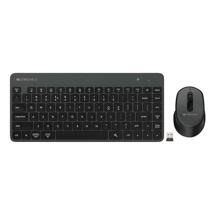 ZEBRONICS Companion 201 2.4GHz Wireless Keyboard & Mouse Combo, 83 Keys, AI Assist Key, 12 Integrated Multimedia Keys, 3 Button Mouse, 1600 DPI, High Precision, Silent Operation (Black + Grey) - Unboxify