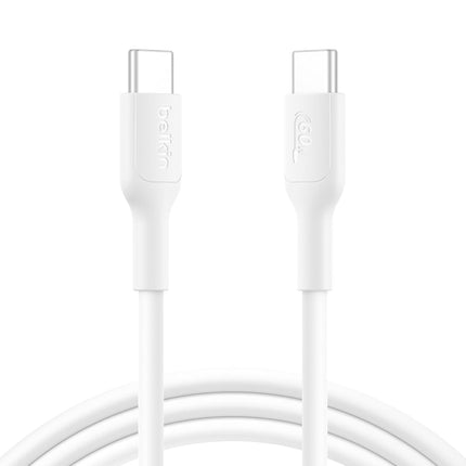 Belkin Apple Certified USB-C to USB-C Cable 2M, 60W - Soft, Flexible Fast Charging Cable, Type C Charging Cable for iPhone 17, Air, Pro, Pro Max, Galaxy S25, Pixel 9, MacBook, iPad Pro | White
