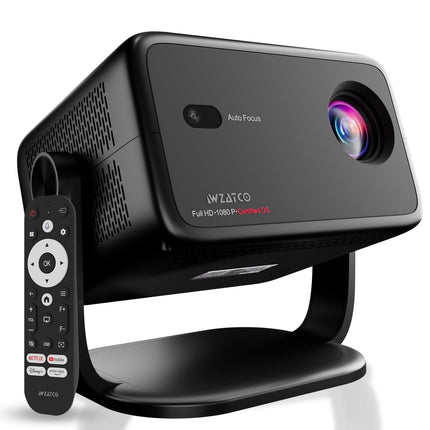 WZATCO Yuva Vibe, Certified OS Smart Home Projector, Native 1080P Fully Automatic, HDMI ARC, WiFi 6 & BT, 14000 Lumens, Screen Mirroring, Portable Room Cinema, Black