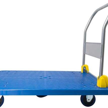 BIGAPPLE 600kg Capacity Plastic Foldable Platform Trolley for Heavy Weight/Material Handling Goods Trolley for Home, Office, Warehouse & Industries - 63cm x 105cm (5" Wheel/Blue) - PACK of 1