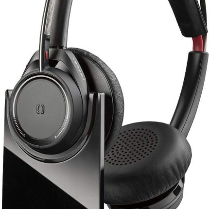 Poly by Plantronics - Voyager Focus UC with Charge Stand Bluetooth Dual-Ear (Stereo) On Ear Headset with Boom Mic - USB-A PC/Mac Compatible - Active Noise Canceling- Black