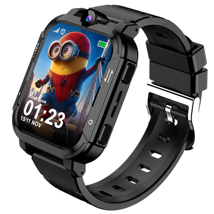 PunnkFunnk Musk Safeguard 5G/4G Kids Smart Watch with SIM Calling, GPS Tracker, Video Call, SOS Alerts, Face Unlock, Games, IP67, 800mAh Battery, Voice Chat, Maps(Black)