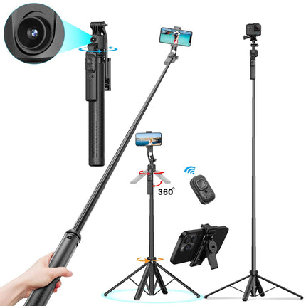WeCool S8 AI-Powered Selfie Stick for Mobile, Auto Face Tracking Tripod with 360° Auto Rotating Selfie Stick, 64-inch/163 cm Long Aluminum Extension for Mobile & Camera with Quad-Leg Stability - Unboxify