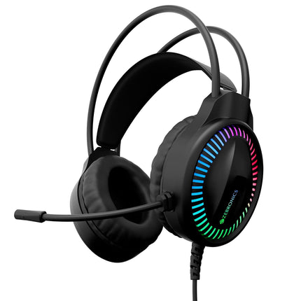 ZEBRONICS Blitz C Dolby Atmos Gaming Over Ear Wired Headphone, 50Mm Neodymium Drivers, Padded Headband, Lightweight & Comfortable, RGB Lights, Flexible Mic, Type-C Connector, Black - Unboxify