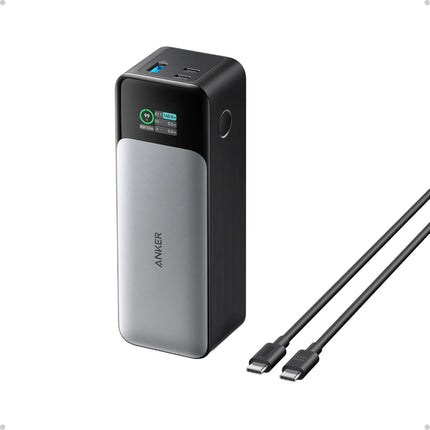 Anker 737 24,000 mAh Power BanK,3 Port Portable Charger, 140W Output, Digital Display, Compatible for iPhone 13 Series, Samsung, MacBook, Dell, AirPods, More Lithium Polymer, 24000 milliamp hour Grey, Black