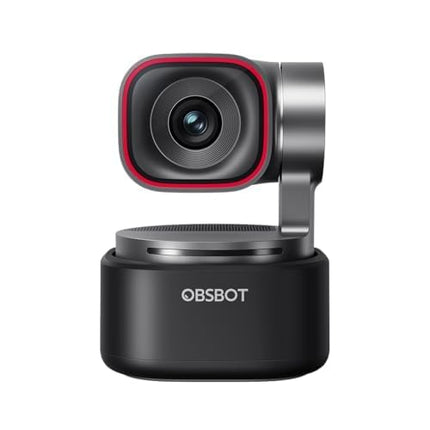 OBSBOT Tiny 3 4K PTZ AI Webcam with 1/1.28” Sensor, Autofocus, AI Tracking 2.0, Voice & Gesture Control, Tri-Mic Spatial Audio, 1080P@120FPS, HDR | Webcam for Streaming, Meetings & Content Creation