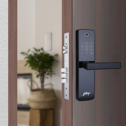 Godrej Smart Lock I Catus Touch Plus I Digital Lock for Wooden Door I 4in1 Access I Fingerprint | RFID I PIN Access I Mechanical Key I 3 Dead Bolts