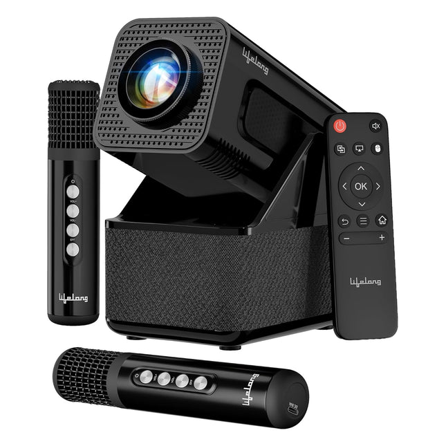 Lifelong Electronics ROAR Projector with 2 Mics | Booming 20W Speakers | Cricket Commentary, Karaoke Party & Room Cinema | 1080P & 4K Ultra HD Support | All Android OTT Apps | Ultra Bright 150” Screen