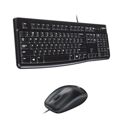 Logitech MK120 Wired USB Keyboard and Mouse Set for Windows, Optical Wired Mouse, Full-Size Keyboard, USB Plug-and-Play, Compatible for PC, Laptop-Black - Unboxify